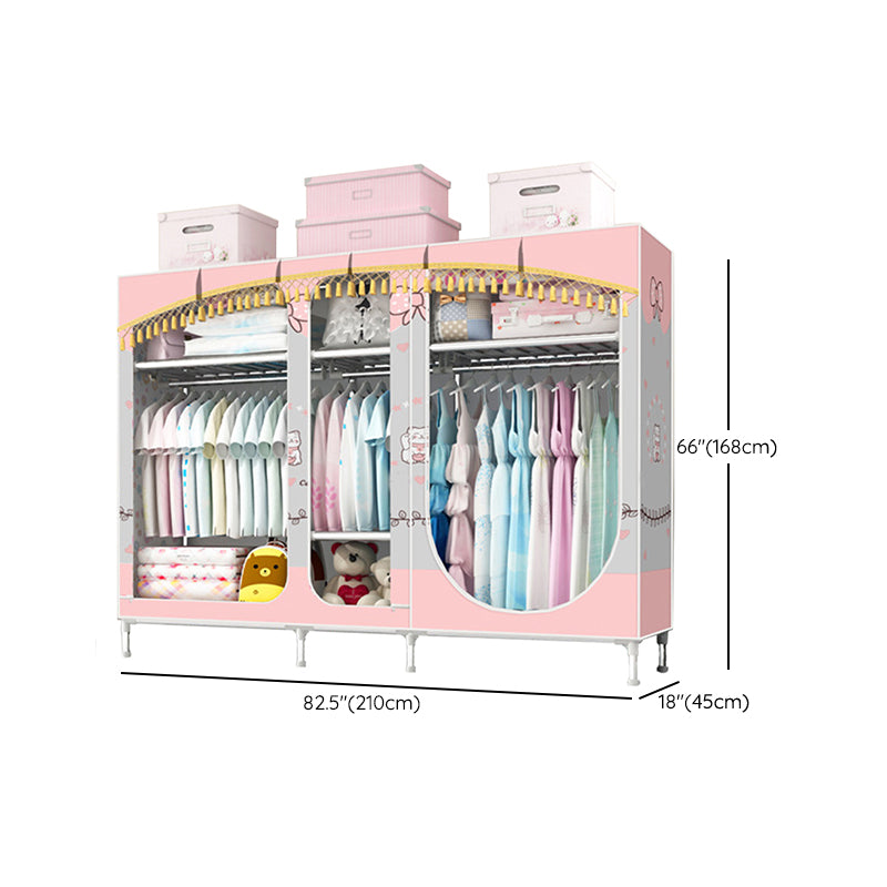 Contemporary Style Steel Wardrobe 3-door Wardrobe Closet with Legs