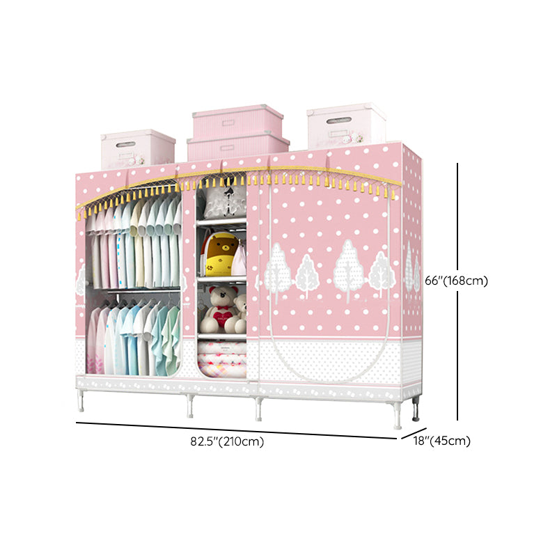 Contemporary Style Steel Wardrobe 3-door Wardrobe Closet with Legs