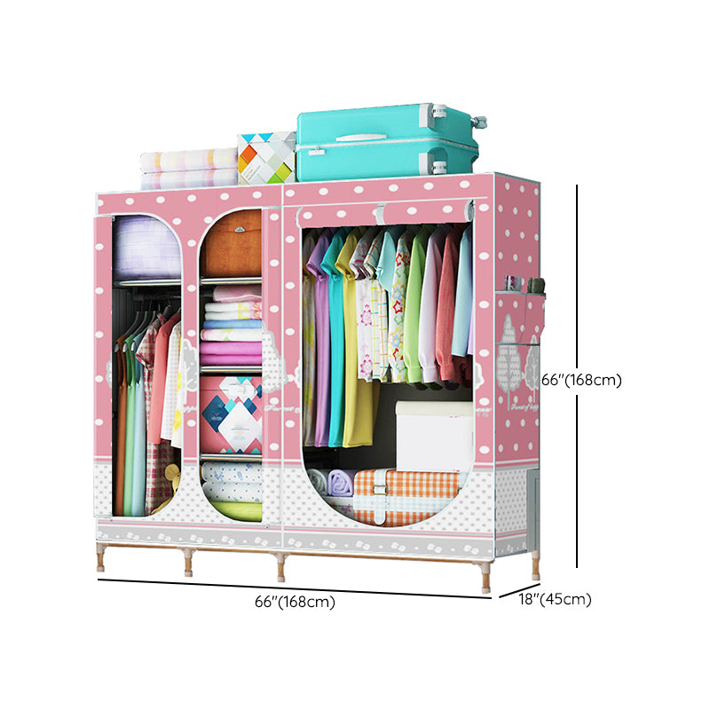 Contemporary Style Steel Wardrobe 3-door Wardrobe Closet with Legs