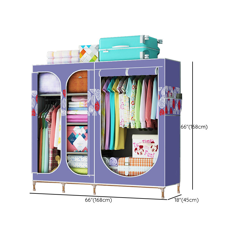 Contemporary Style Steel Wardrobe 3-door Wardrobe Closet with Legs