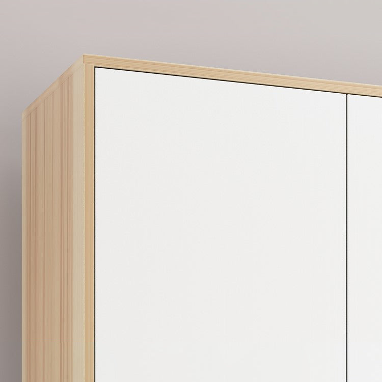 Bedroom Hinged Door Wardrobe with Wooden Legs Modern Cabinet with Clothes Rail