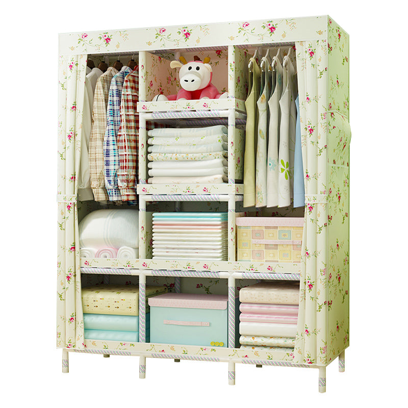 Modern Wardrobe with Clothes Rail Matte Finish Cabinet with Wood Frame