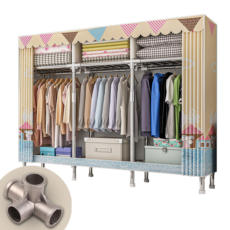 Contemporary Wardrobe Closet with Legs Steel Wardrobe Armoire