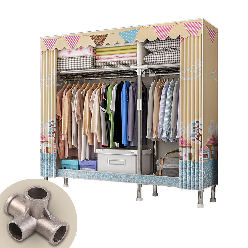 Contemporary Wardrobe Closet with Legs Steel Wardrobe Armoire