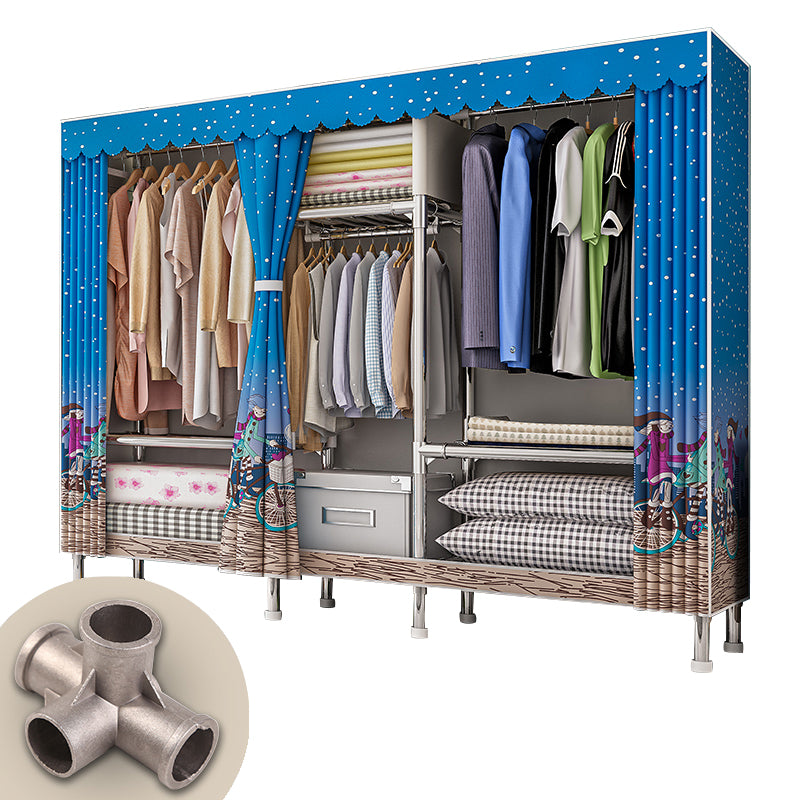 Contemporary Wardrobe Closet with Legs Steel Wardrobe Armoire