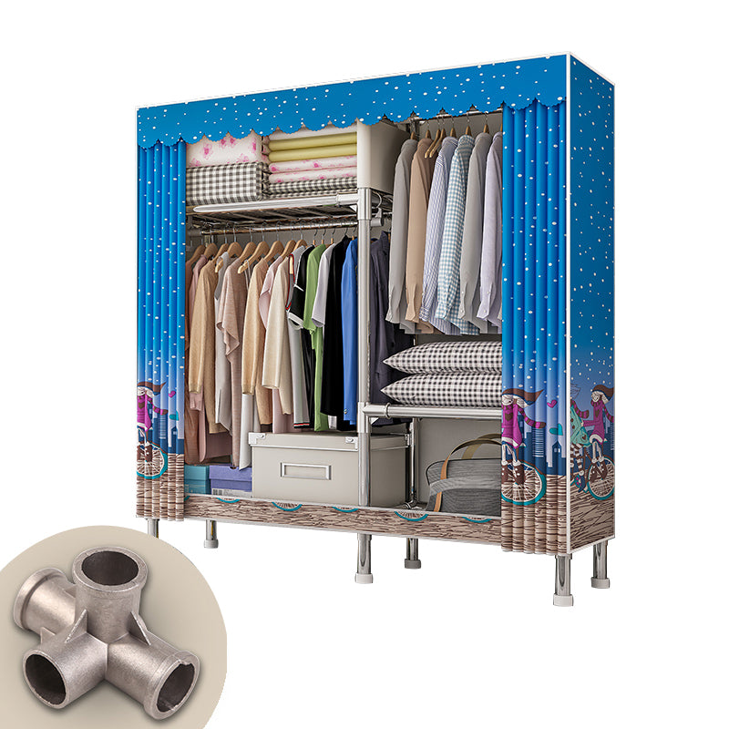 Contemporary Wardrobe Closet with Legs Steel Wardrobe Armoire