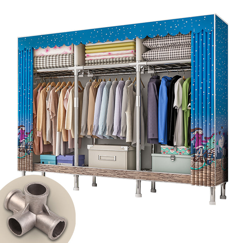 Contemporary Wardrobe Closet with Legs Steel Wardrobe Armoire