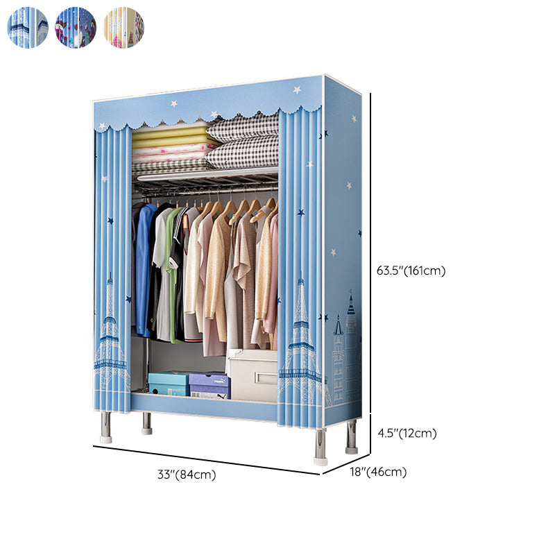 Contemporary Wardrobe Closet with Legs Steel Wardrobe Armoire