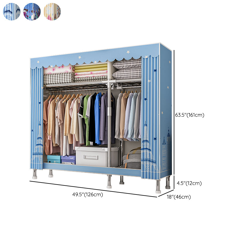 Contemporary Wardrobe Closet with Legs Steel Wardrobe Armoire