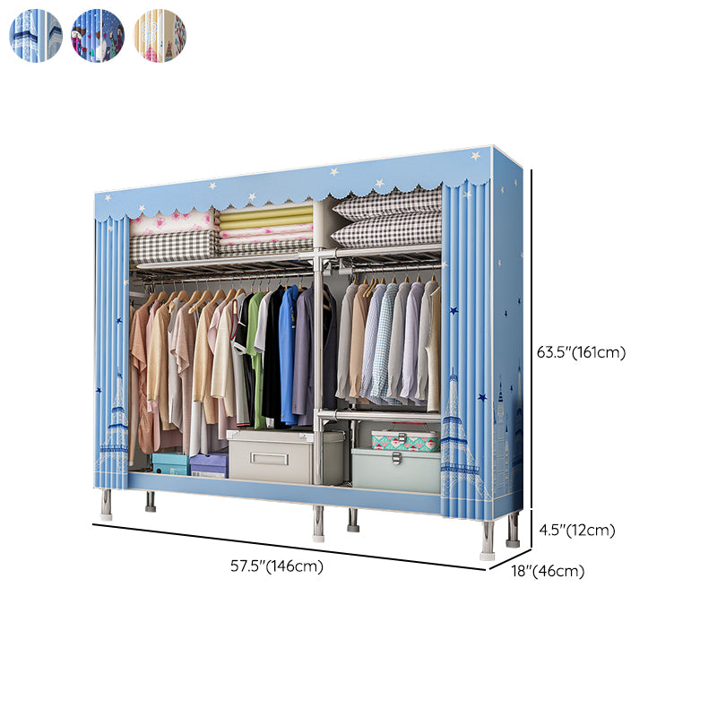 Contemporary Wardrobe Closet with Legs Steel Wardrobe Armoire