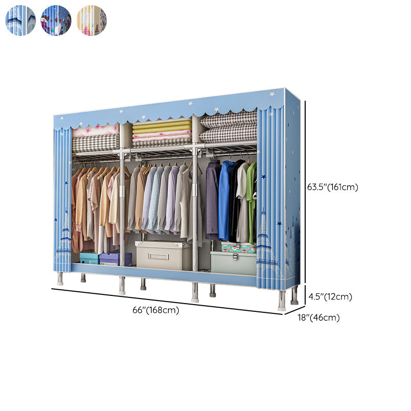 Contemporary Wardrobe Closet with Legs Steel Wardrobe Armoire