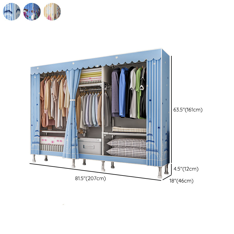 Contemporary Wardrobe Closet with Legs Steel Wardrobe Armoire