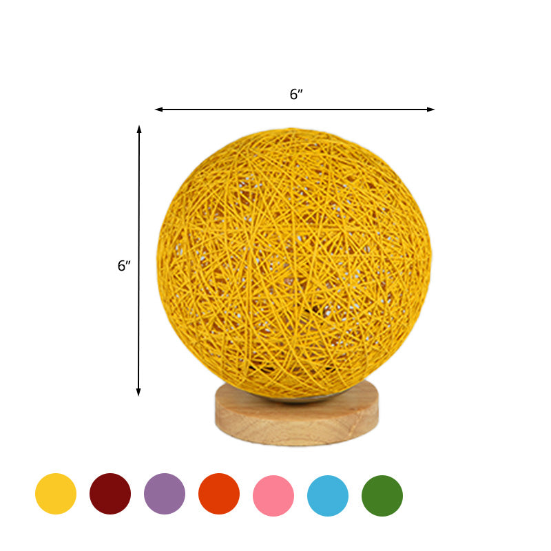 Lámpara de techo de pasillo de 1 cabezal tejida a mano de estilo moderno con pantalla esférica de ratán de 6"/8" de ancho en rojo/rosa