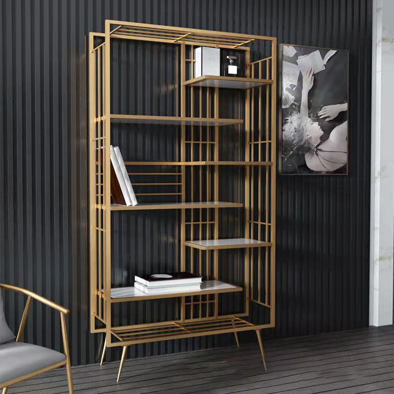 Modern Bookcase Metal Open Back Bookshelf with Shelves for Living Room