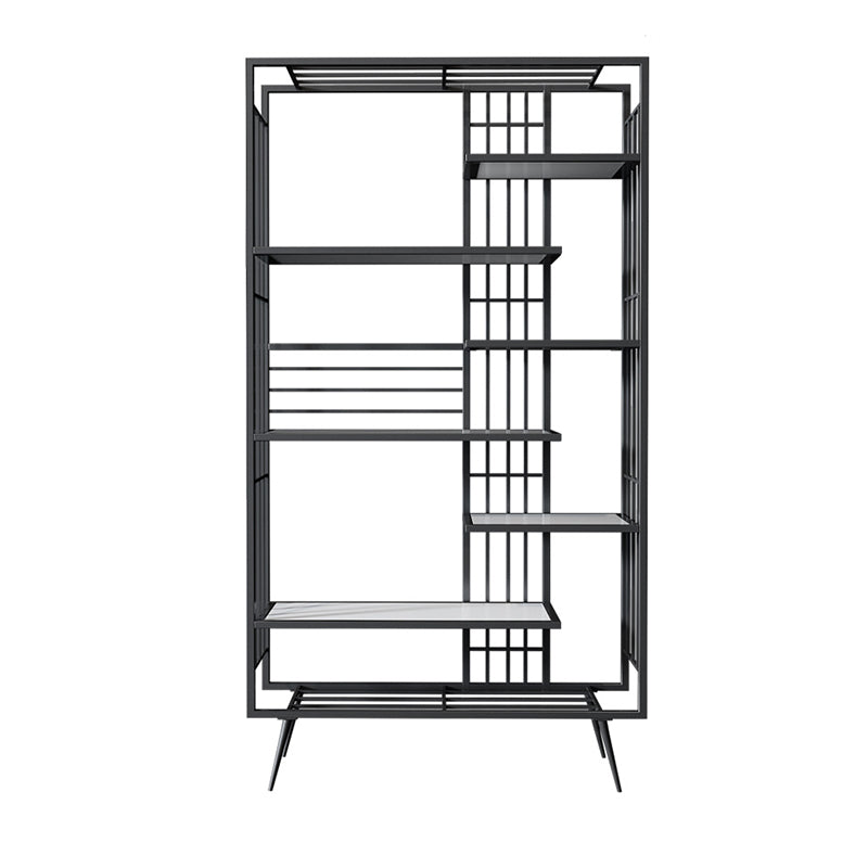 Modern Bookcase Metal Open Back Bookshelf with Shelves for Living Room