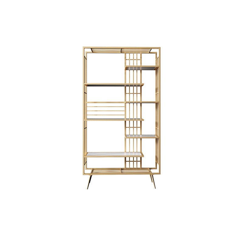 Modern Bookcase Metal Open Back Bookshelf with Shelves for Living Room