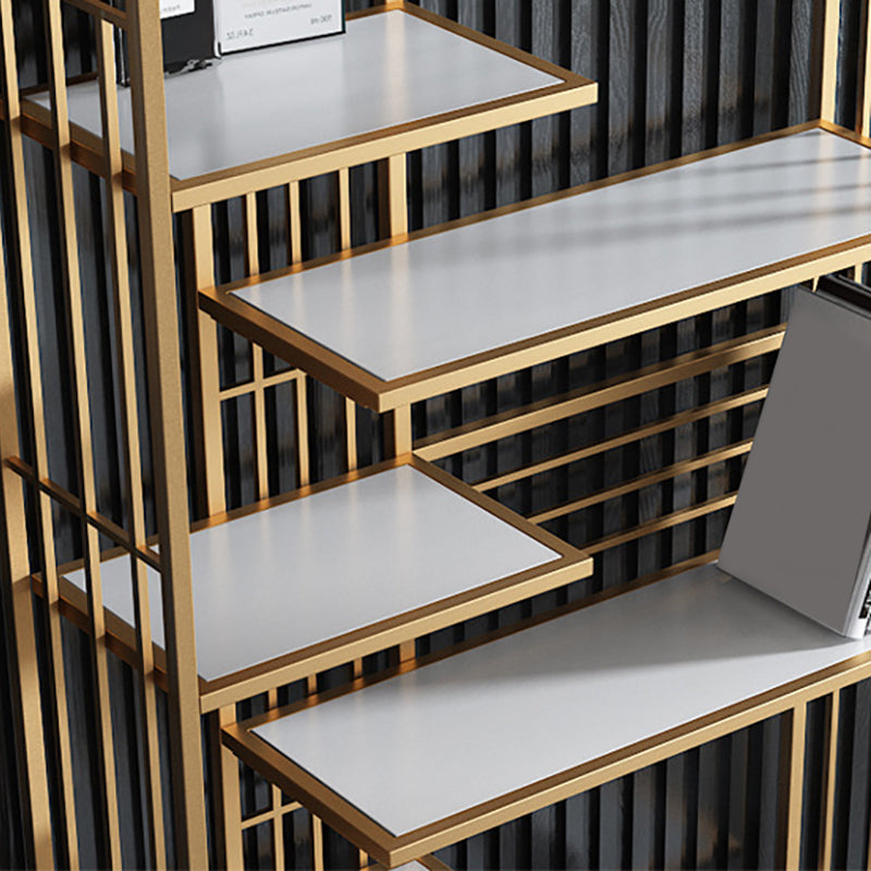 Modern Bookcase Metal Open Back Bookshelf with Shelves for Living Room