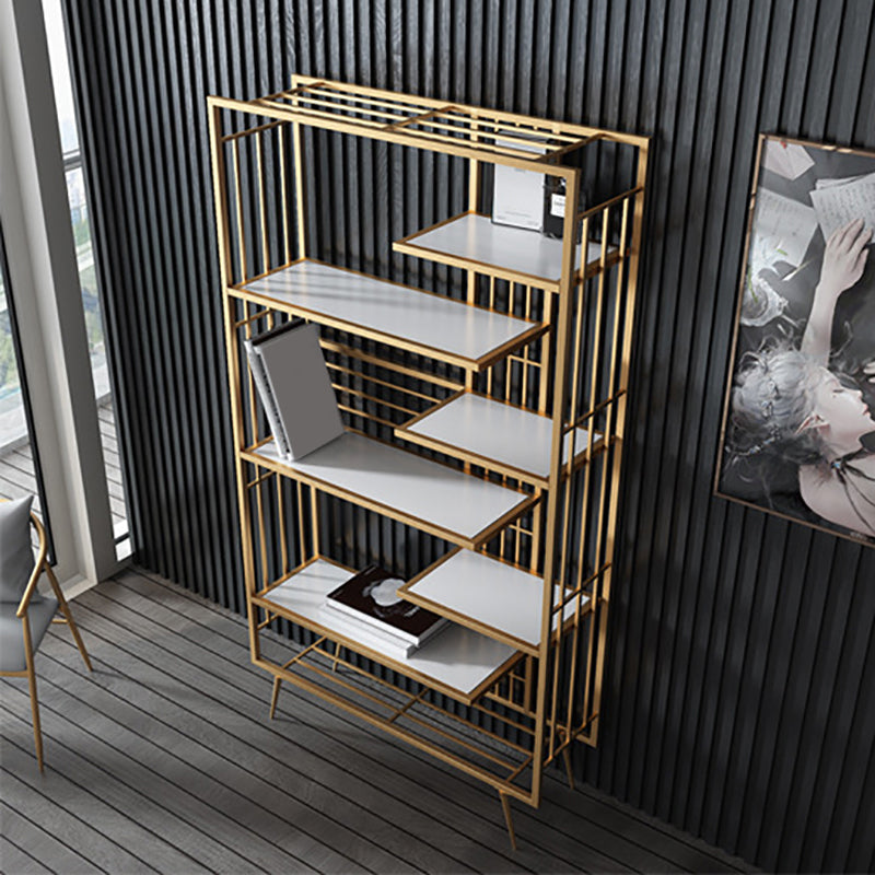 Modern Bookcase Metal Open Back Bookshelf with Shelves for Living Room