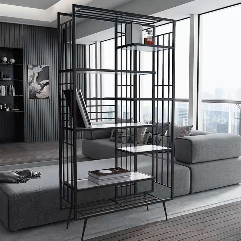 Modern Bookcase Metal Open Back Bookshelf with Shelves for Living Room