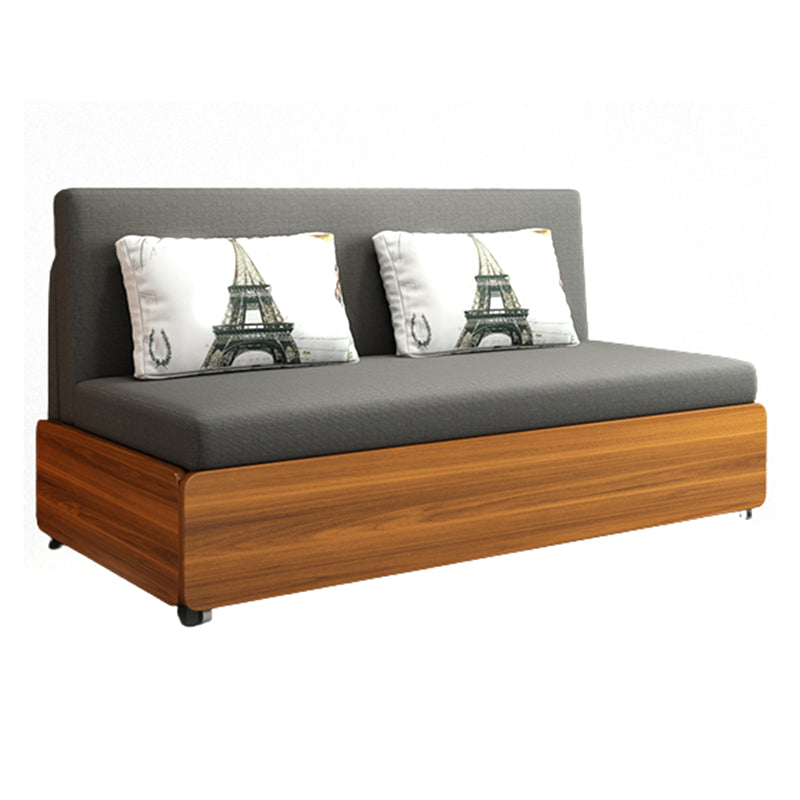 Scandinavian Armless Sofa Bed Cotton Blend Sofa Bed in Grey with Wheels
