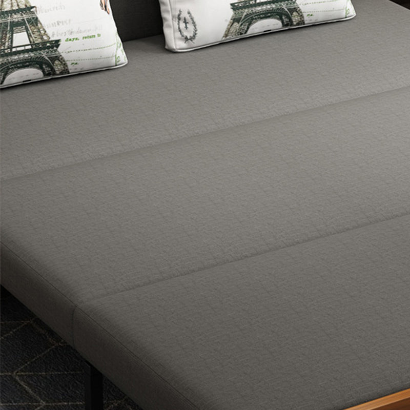 Scandinavian Armless Sofa Bed Cotton Blend Sofa Bed in Grey with Wheels