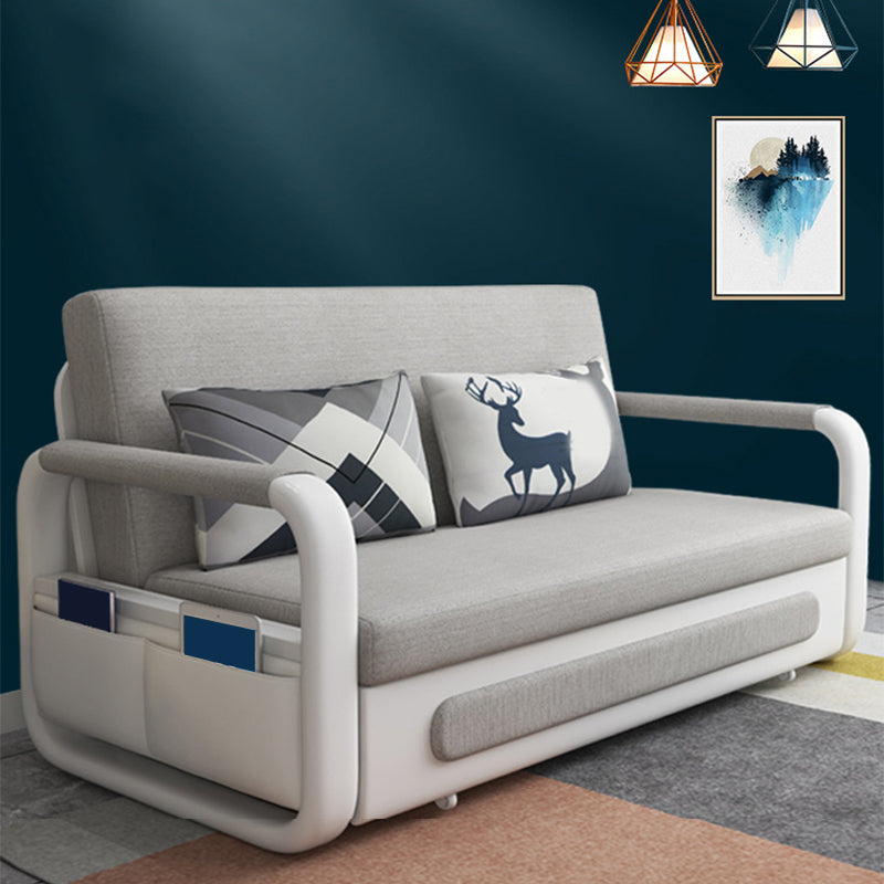 Light Gray 30.70" Wide Sofa Bed Linen Sleeper Sofa with Upholstered and Storage Box