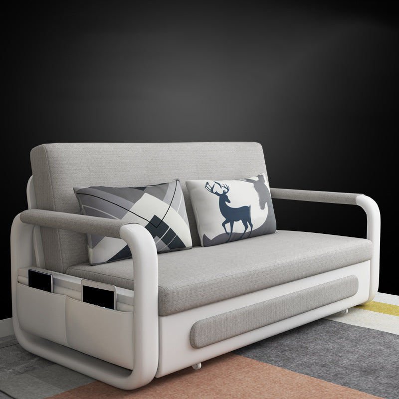 Light Gray 30.70" Wide Sofa Bed Linen Sleeper Sofa with Upholstered and Storage Box