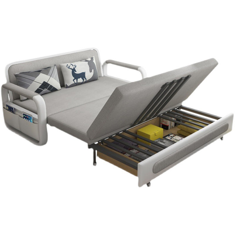 Light Gray 30.70" Wide Sofa Bed Linen Sleeper Sofa with Upholstered and Storage Box