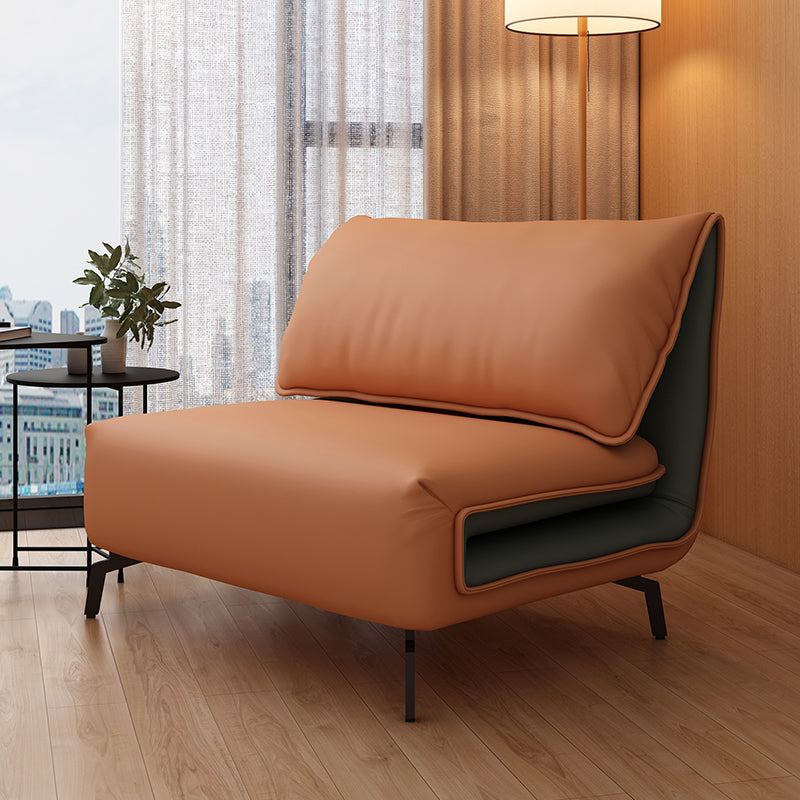 Contemporary Faux Leather Sofa Bed Convertible Armless Sofa Bed