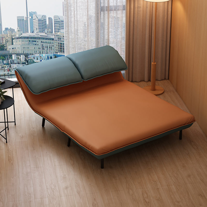 Contemporary Faux Leather Sofa Bed Convertible Armless Sofa Bed