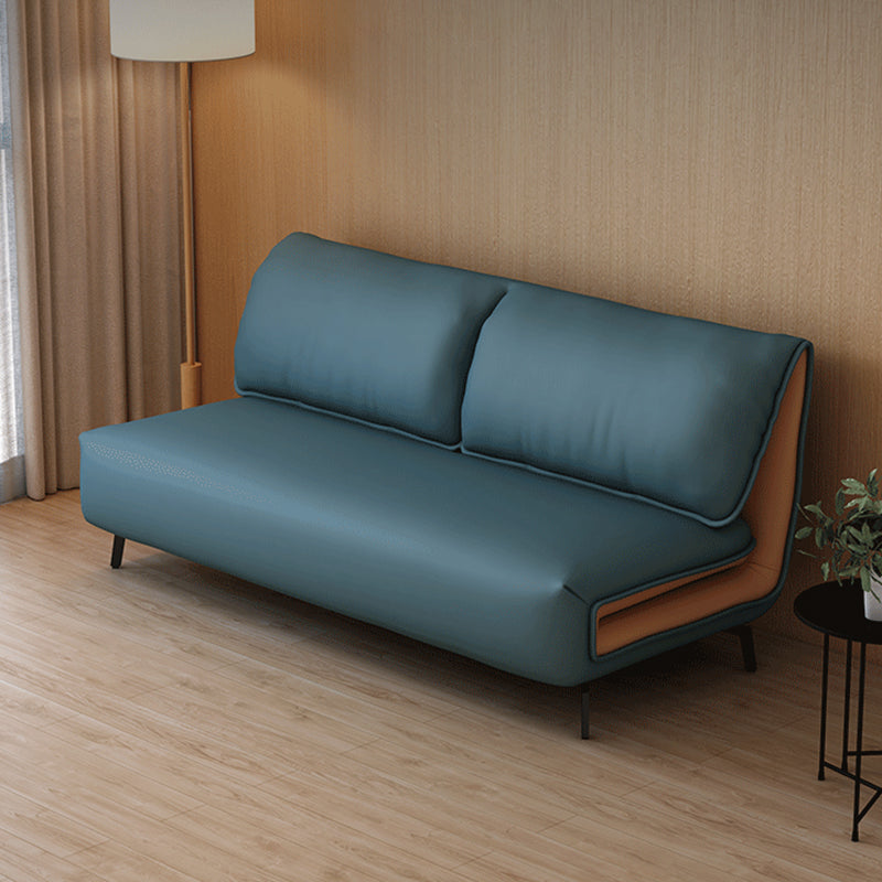 Contemporary Faux Leather Sofa Bed Convertible Armless Sofa Bed