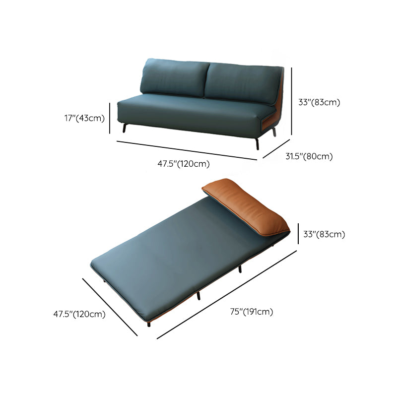 Contemporary Faux Leather Sofa Bed Convertible Armless Sofa Bed