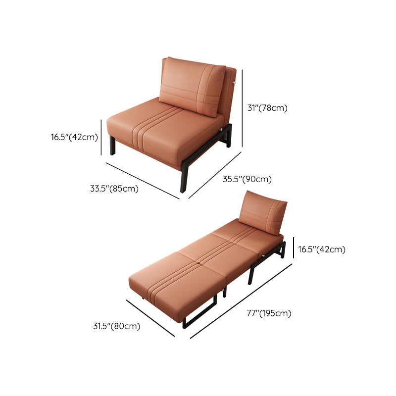 Orange Faux leather Sofa Bed 35.43" Wide Contemporary Sleeper Sofa with Upholstered