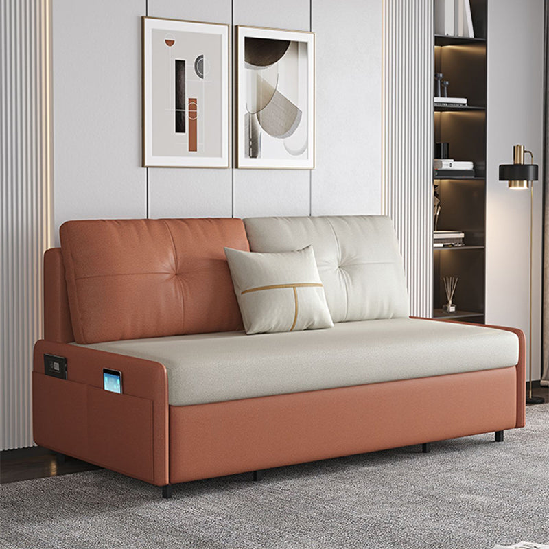 38.58" W Contemporary Faux Leather Armless Sofa Bed for Living Room