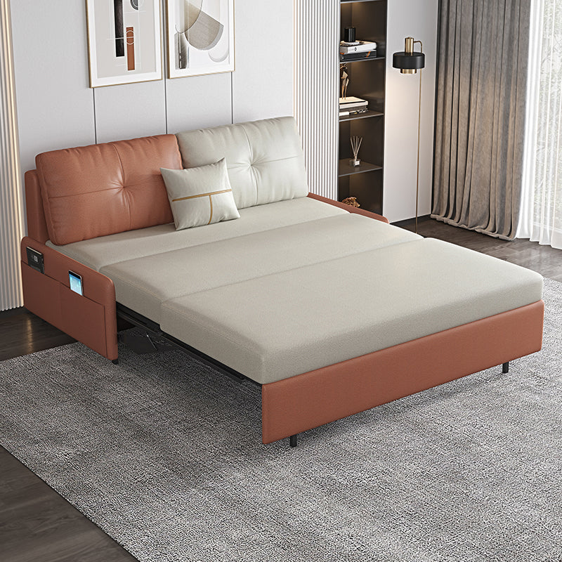 38.58" W Contemporary Faux Leather Armless Sofa Bed for Living Room