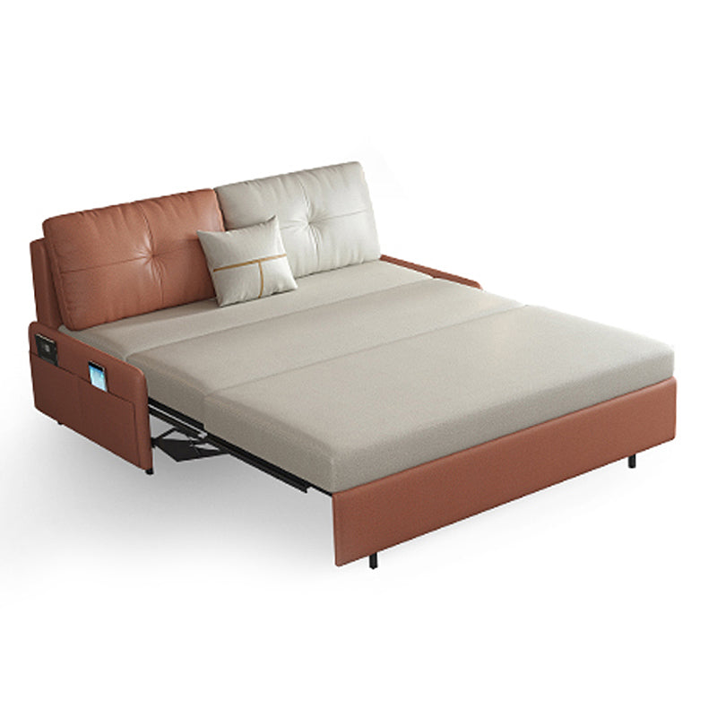 38.58" W Contemporary Faux Leather Armless Sofa Bed for Living Room