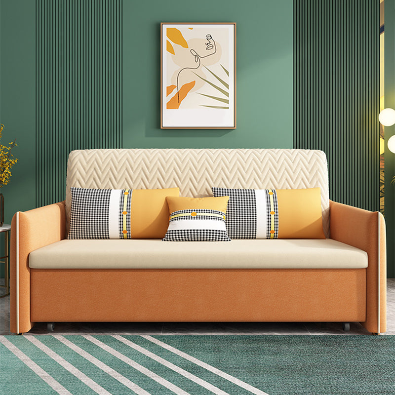Yellow Faux leather Sofa Bed 36.22" Wide Contemporary Foldable Sleeper Sofa