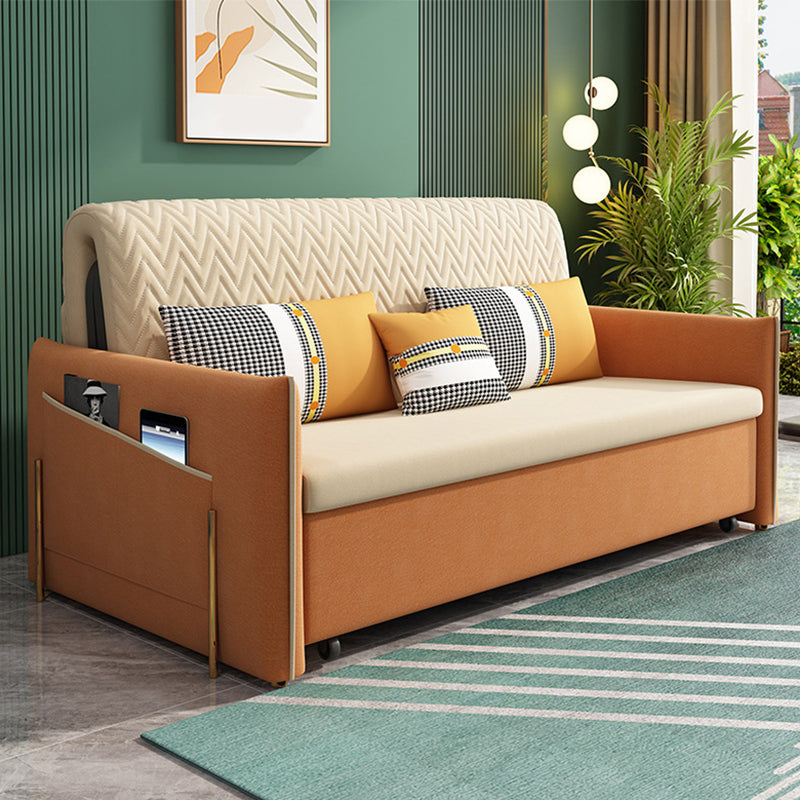 Yellow Faux leather Sofa Bed 36.22" Wide Contemporary Foldable Sleeper Sofa