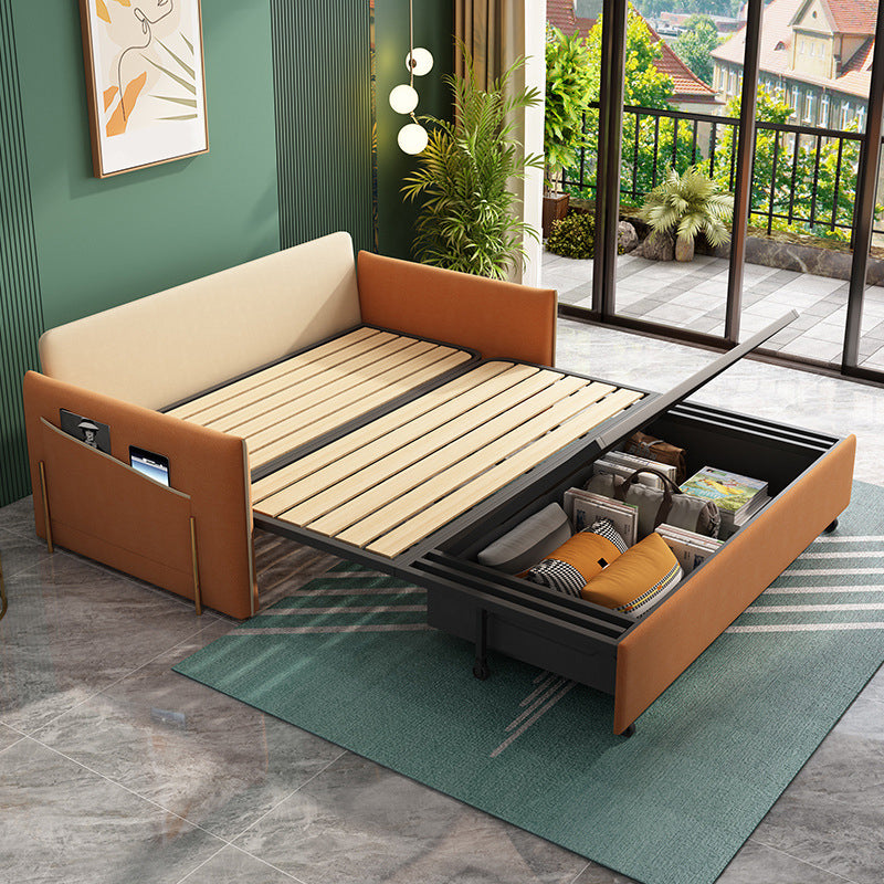 Yellow Faux leather Sofa Bed 36.22" Wide Contemporary Foldable Sleeper Sofa