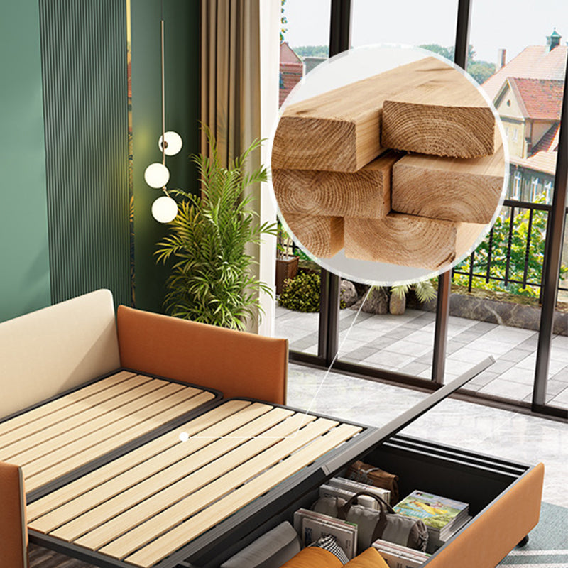 Yellow Faux leather Sofa Bed 36.22" Wide Contemporary Foldable Sleeper Sofa