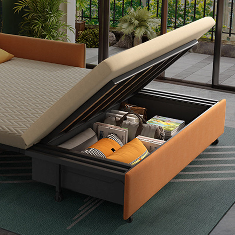 Yellow Faux leather Sofa Bed 36.22" Wide Contemporary Foldable Sleeper Sofa