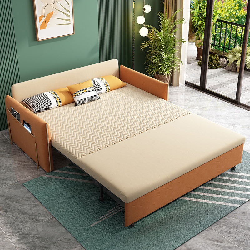 Yellow Faux leather Sofa Bed 36.22" Wide Contemporary Foldable Sleeper Sofa