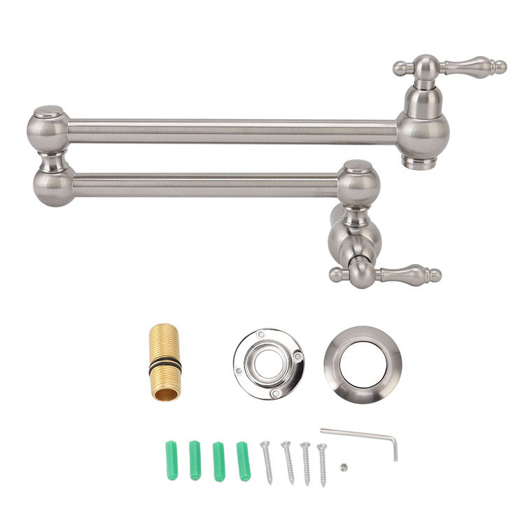 Contemporary Pull Down Wall Mounted Double Handles Pot Filler Low Profile Filler