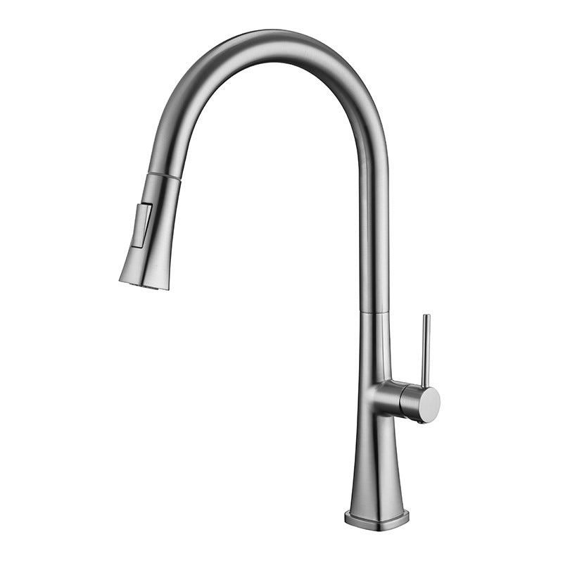 Contemporary One Handle Kitchen Faucet Pull Down 1-Hold Bar Faucet with Pull Out Sprayer