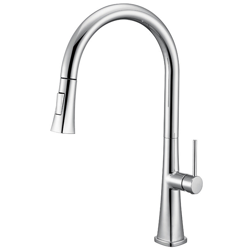 Contemporary One Handle Kitchen Faucet Pull Down 1-Hold Bar Faucet with Pull Out Sprayer
