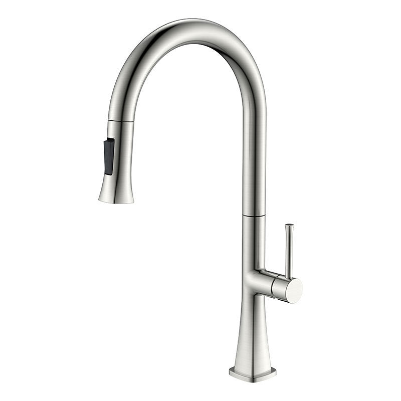 Contemporary One Handle Kitchen Faucet Pull Down 1-Hold Bar Faucet with Pull Out Sprayer