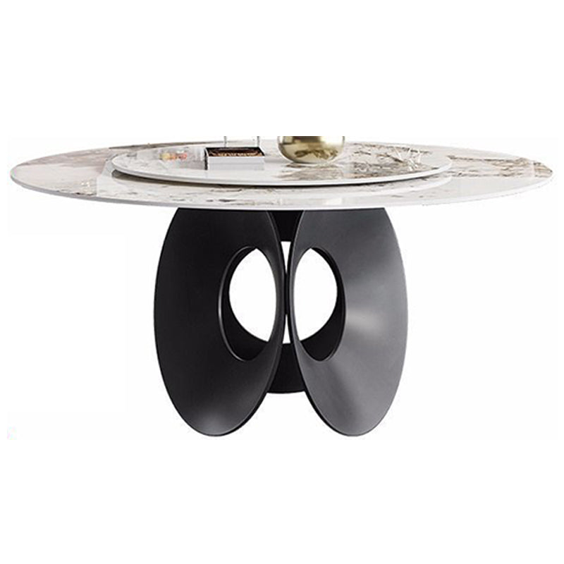 Contemporary Round Dining Table Steel Pedestal Base Table for Dining Room