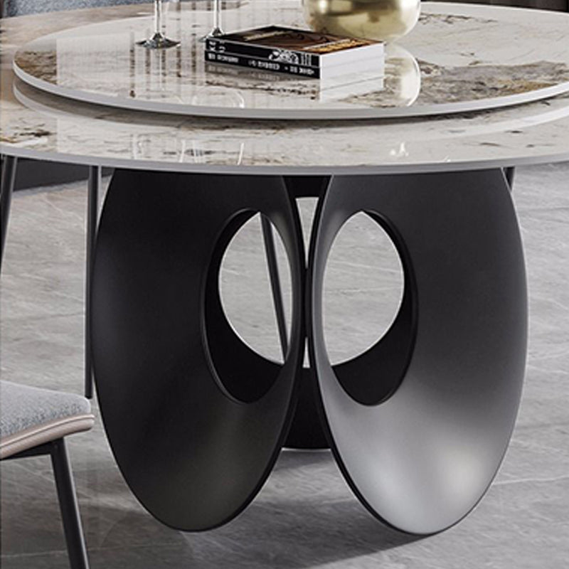 Contemporary Round Dining Table Steel Pedestal Base Table for Dining Room