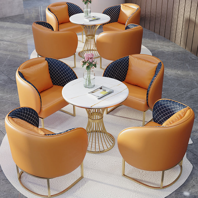 Glam Style Sintered Stone Dining Set Round 1/2/3/4/5 Pieces Dining Table Set for Home Use