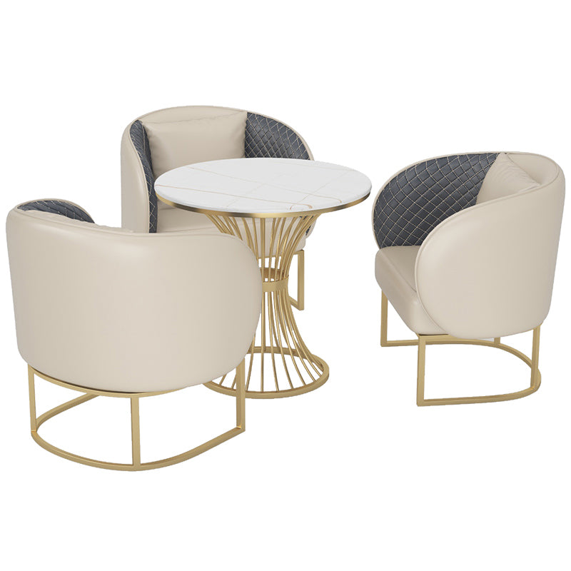 Glam Style Sintered Stone Dining Set Round 1/2/3/4/5 Pieces Dining Table Set for Home Use